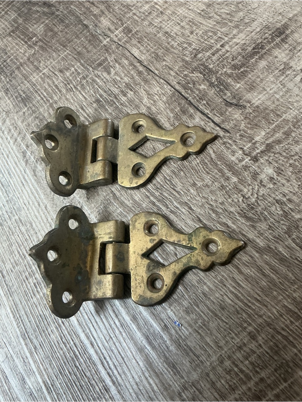 Antique-Style Decorative Brass Cabinet Hinges - Pair